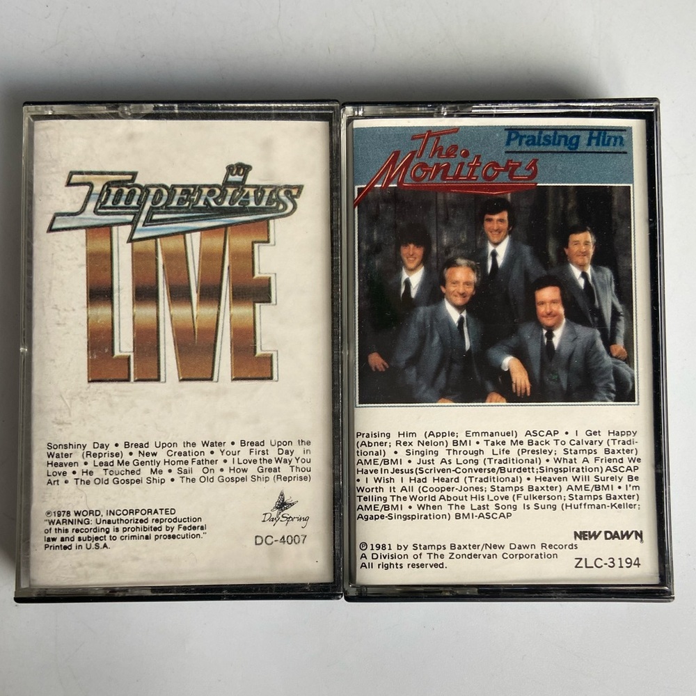 Imperials and Monitors Christian Music Cassette Tapes